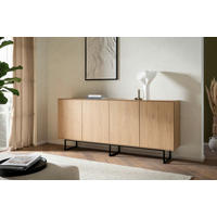 SIDEBOARD  in 200/90/40 cm  - Eichefarben/Schwarz, Design, Holzwerkstoff/Metall (200/90/40cm) - Modante