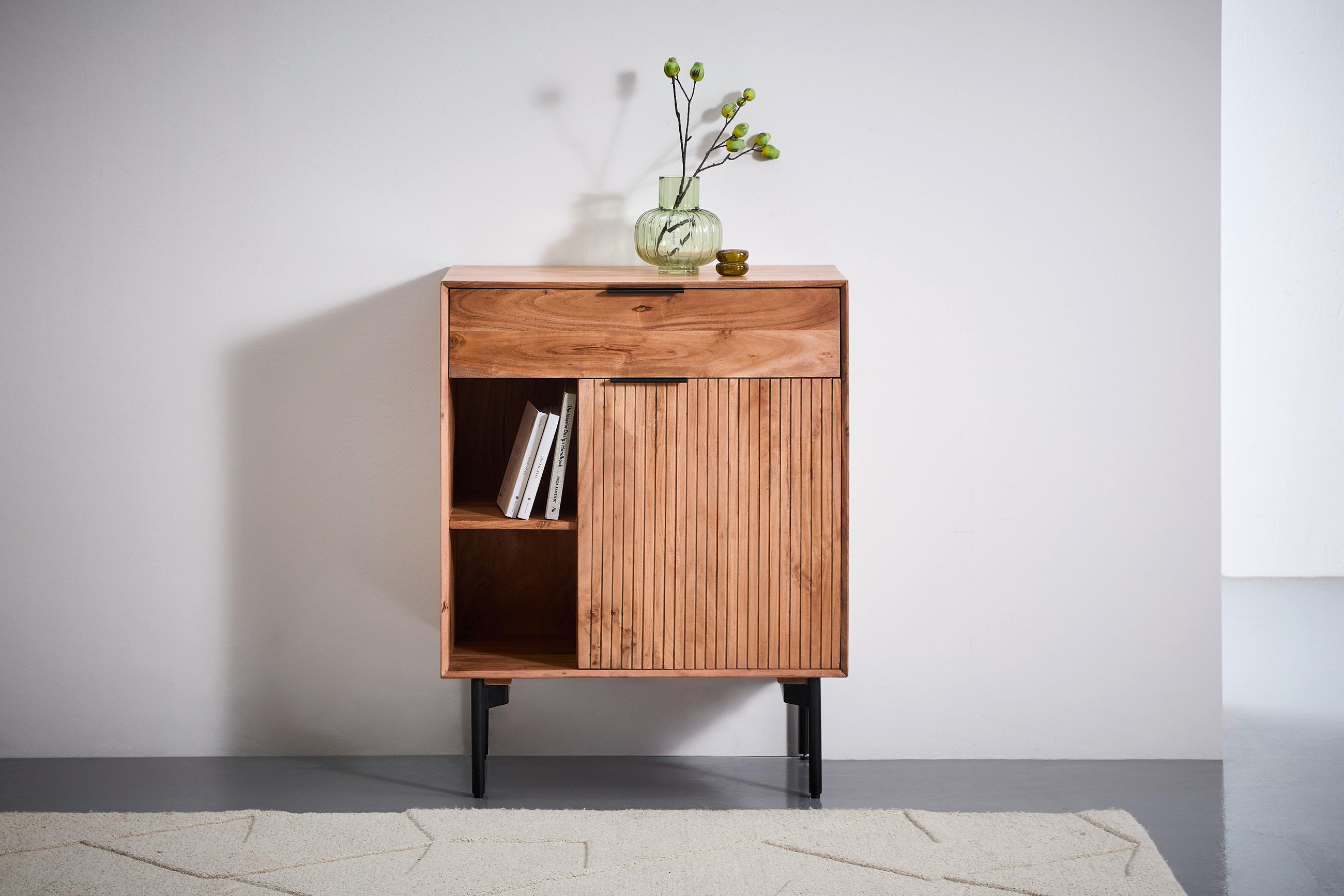 KOMMODE Doha  in 80/101/42 cm  - Schwarz/Naturfarben, KONVENTIONELL, Holz/Metall (80/101/42cm) - Livetastic