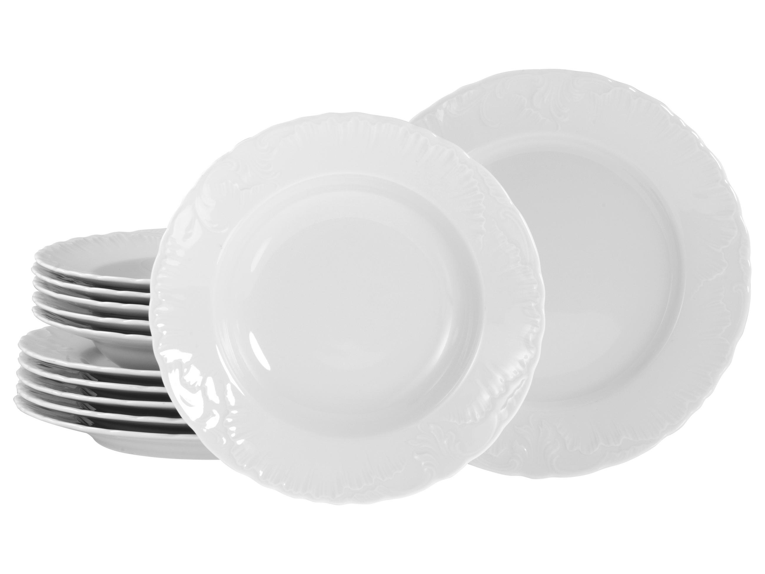 TAFELSERVICE Weiß Rokoko weiss 12-teilig  - Weiß, Basics, Keramik - Creatable