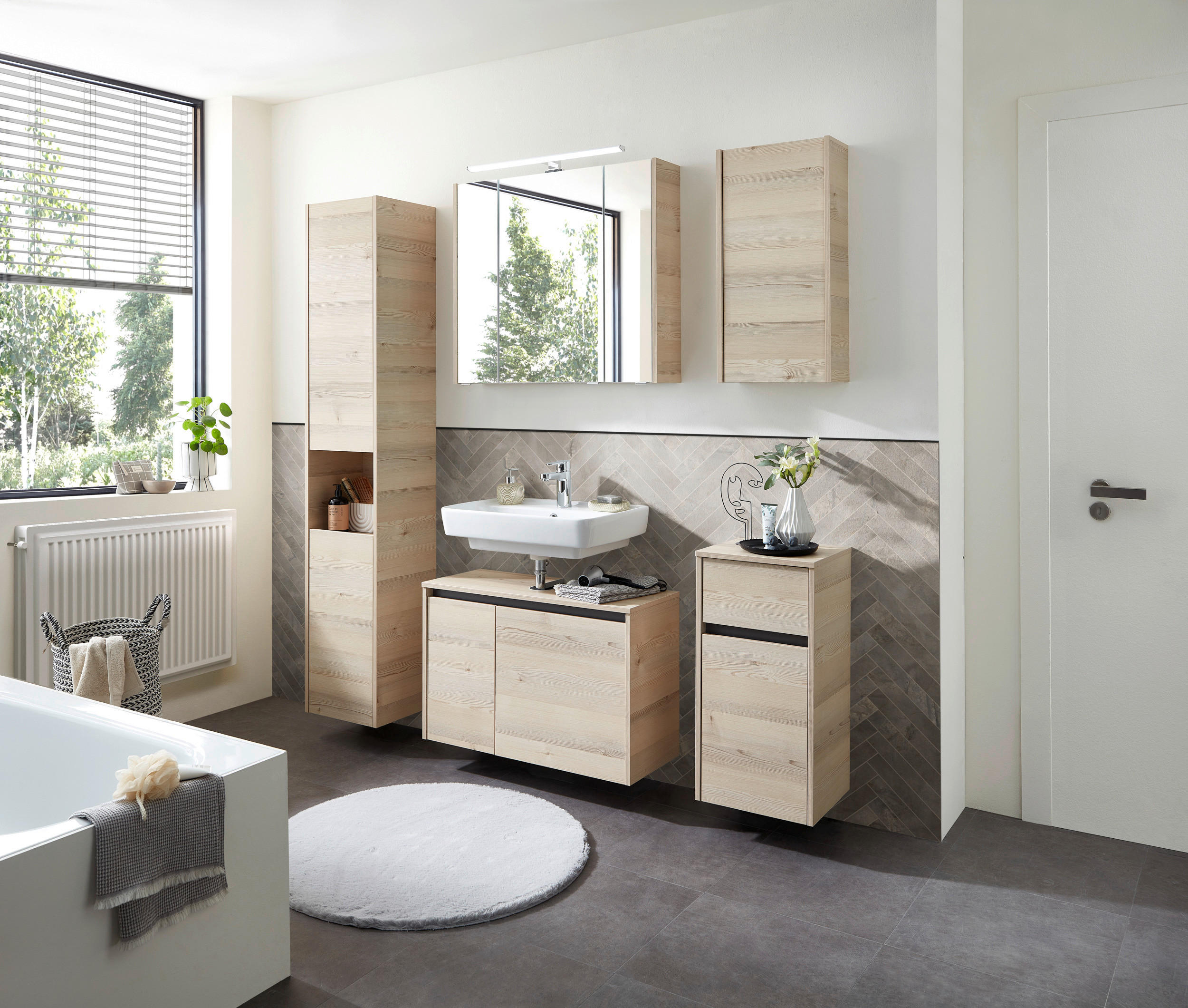 WASCHBECKENUNTERSCHRANK 80/53/33 cm  - Pinienfarben/Grau, KONVENTIONELL, Holzwerkstoff (80/53/33cm) - Xora