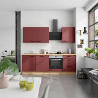 KÜCHENBLOCK Easytouch 240 cm  in Eichefarben, Dunkelrot  - Eichefarben/Schwarz, MODERN, Holzwerkstoff/Metall (240cm) - Nobilia