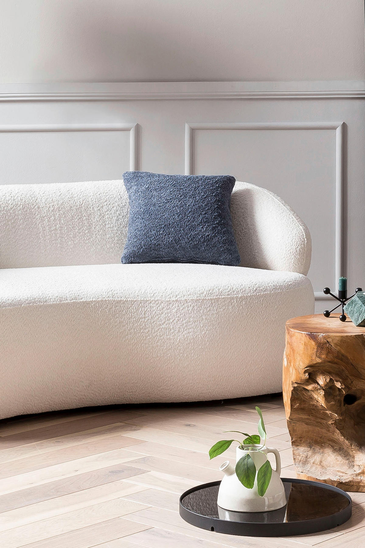 2-SITZER-SOFA in Bouclé Weiß  - Schwarz/Weiß, MODERN, Kunststoff/Textil (170/70/95cm) - Livetastic