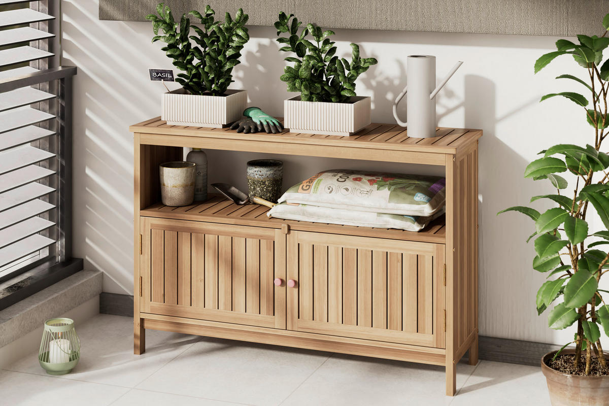 GARTENKOMMODE 110/75/35 cm  - Akaziefarben, MODERN, Holz/Kunststoff (110/75/35cm) - Ambia Garden