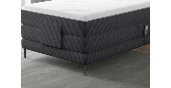 BOXSPRINGBETT 100/200 cm in Dunkelgrau - Dunkelgrau/Schwarz, Natur, Textil/Metall (100/200cm) - Esposa