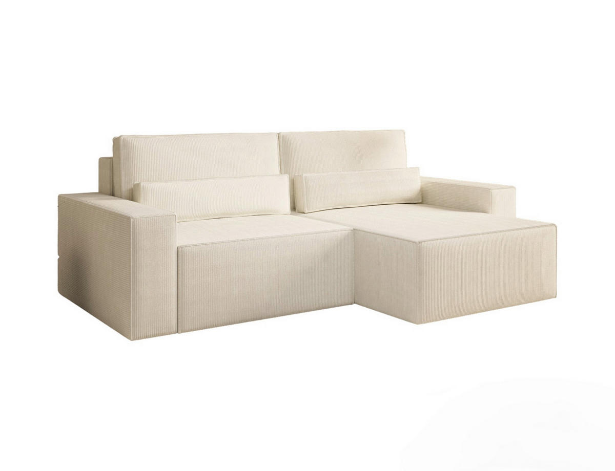 ECKSOFA BRAZIL MINI L Creme Rückenkissen, Schlaffunktion, Stauraum  - Creme/Schwarz, Design, Kunststoff/Textil (248/162cm) - MID.YOU