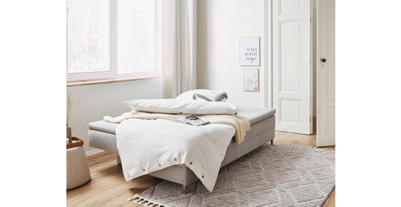 BOXSPRINGSOFA in Flachgewebe Hellgrau - Chromfarben/Hellgrau, Design, Textil/Metall (200/93/107cm) - Novel
