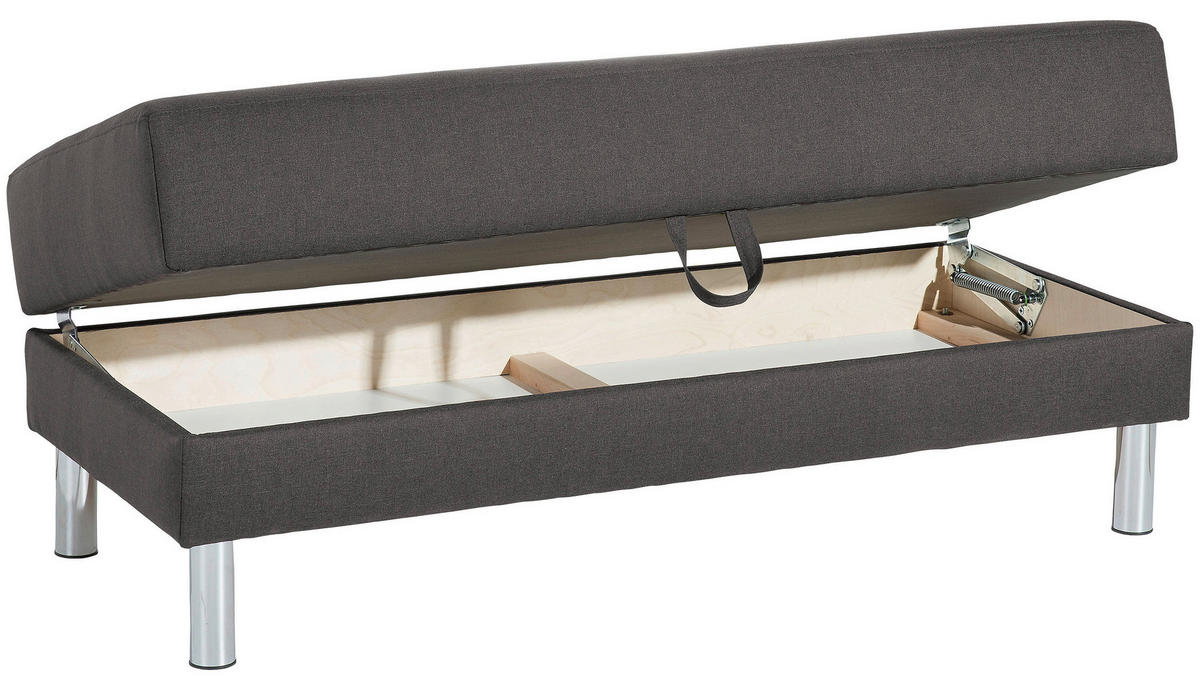 ECKSCHLAFSOFA inkl. Hocker in Anthrazit Textil   - Chromfarben/Anthrazit, Konventionell, Textil/Metall (152/230cm) - Max Winzer