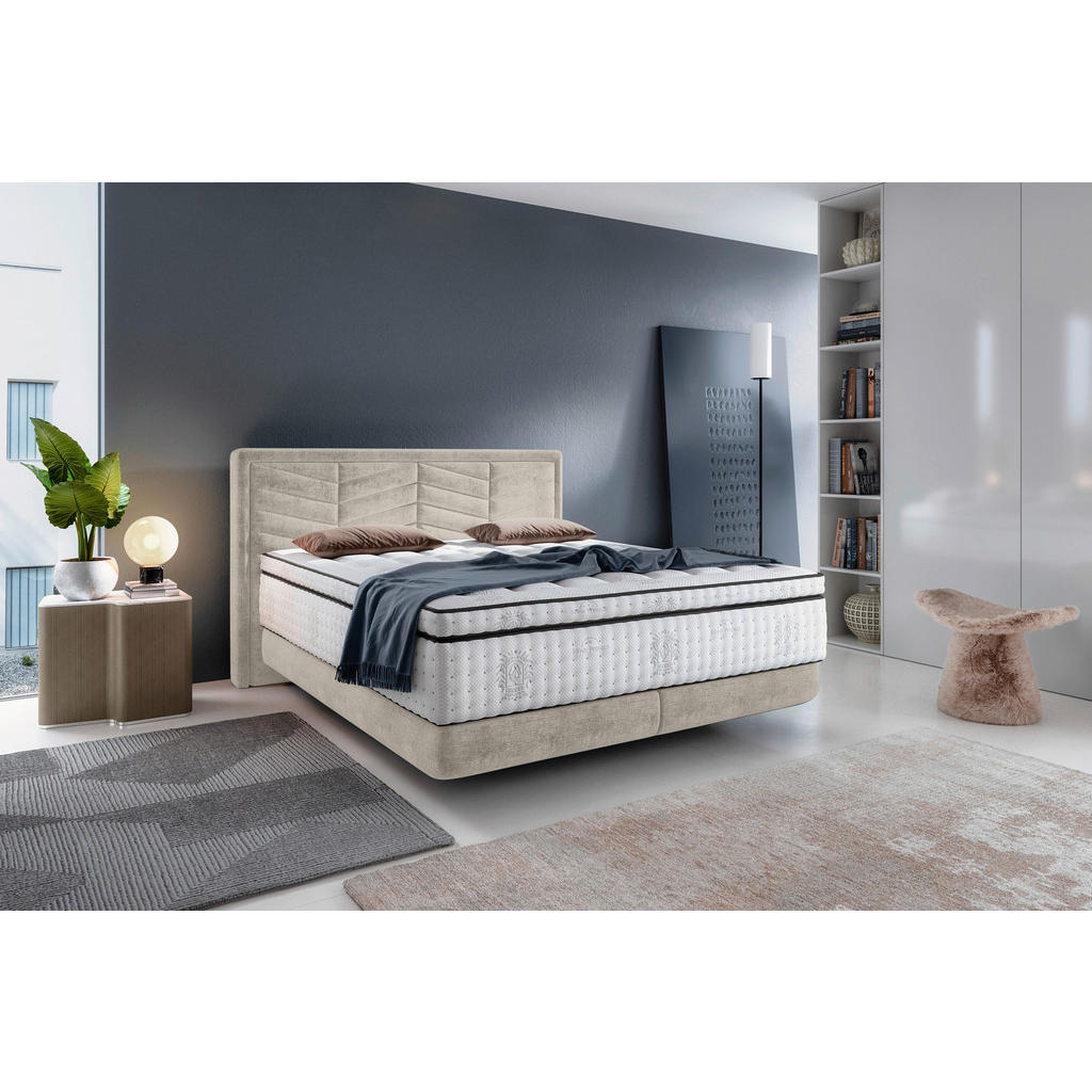 Thumbnail - Carryhome Boxspringbett, Hellgrau, Textil, H3, Höhe ca. 34 cm, 160x200 cm, Stoffauswahl, in verschiedenen Größen erhältl...