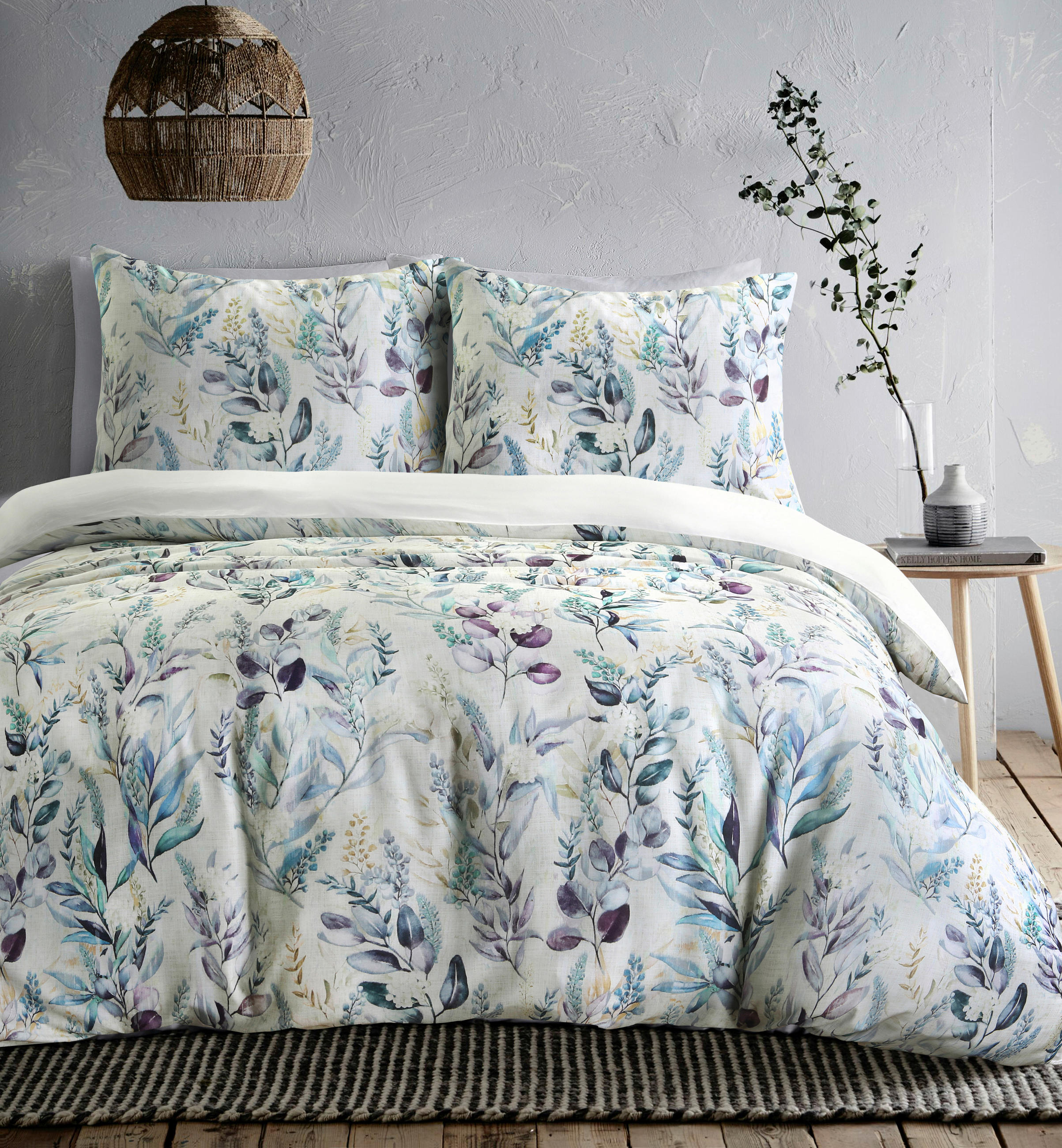 WENDEBETTWÄSCHE Satin 135/200 cm  - Ecru/Salbeigrün, Design, Textil (135/200cm)