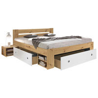 POSTELJNA GARNITURA   x  , leseni material bela, barve hrasta  - barve hrasta/bela, Moderno, leseni material (140/200cm) - Boxxx