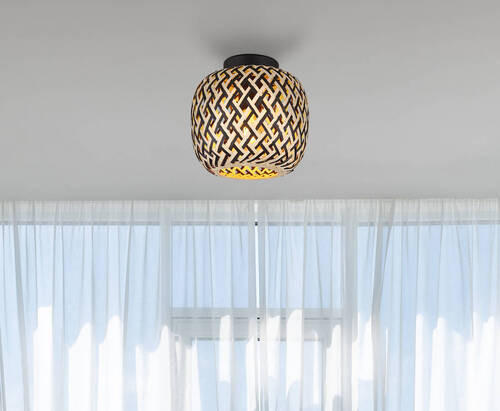 TAKLAMPA 20/19,5 cm  - svart/naturfärgad, Natur, metall/naturmaterial (20/19,5cm) - Globo