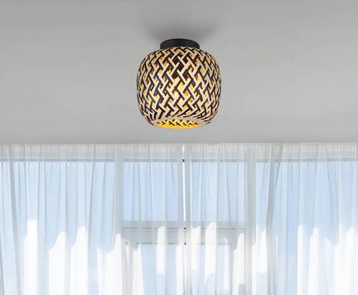 TAKLAMPA 20/19,5 cm  - svart/naturfärgad, Natur, metall/naturmaterial (20/19,5cm) - Globo