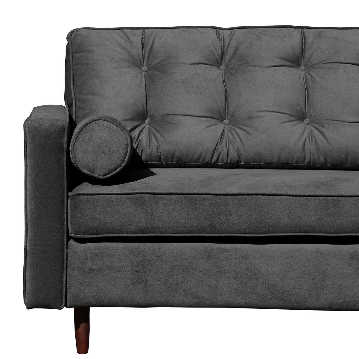 ECKSOFA Mikrofaser Schwarz  - Schwarz/Braun, Design, Holz/Textil (240/169cm) - P & B