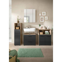 BADEZIMMER 4-teilig  in 150 cm  - Eiche dunkel/Schwarz, Basics, Holzwerkstoff/Kunststoff (150cm) - MID.YOU