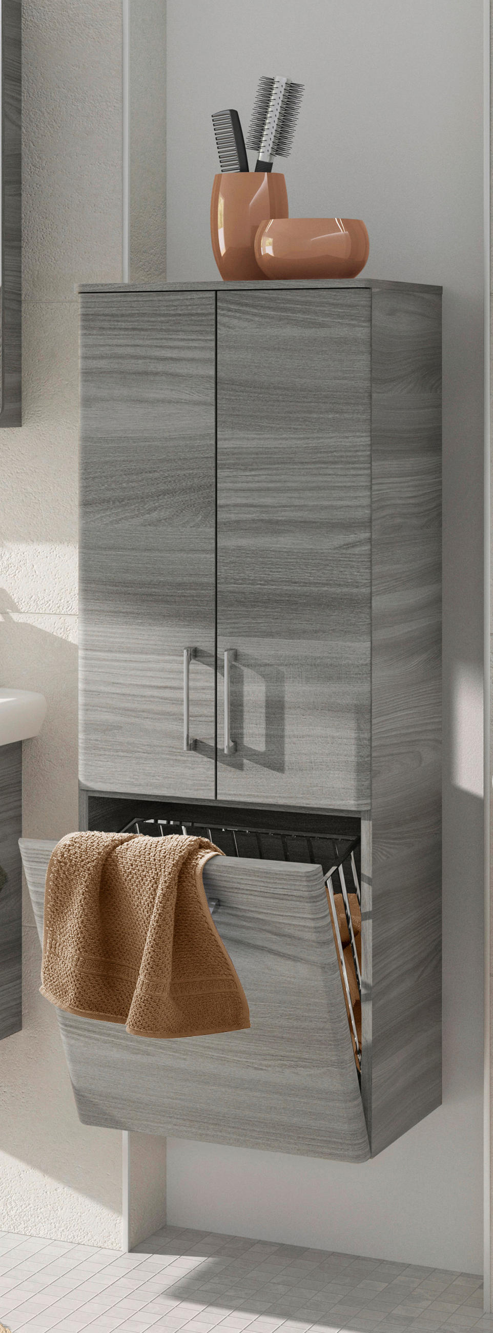MIDISCHRANK 45/121,2/33 cm  - Chromfarben/Grau, KONVENTIONELL, Glas/Holzwerkstoff (45/121,2/33cm) - Sadena