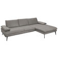 ECKSOFA in Echtleder Silberfarben  310/180 cm  - Silberfarben/Schwarz, Design, Leder/Metall (310/180cm) - Dieter Knoll
