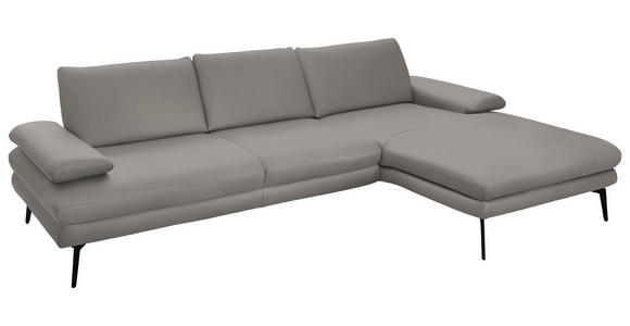 ECKSOFA in Echtleder Silberfarben 310/180 cm - Silberfarben/Schwarz, Design, Leder/Metall (310/180cm) - Dieter Knoll