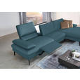 ECKSOFA in Echtleder Blau  - Blau/Schwarz, Design, Leder/Metall (325/157cm) - Dieter Knoll