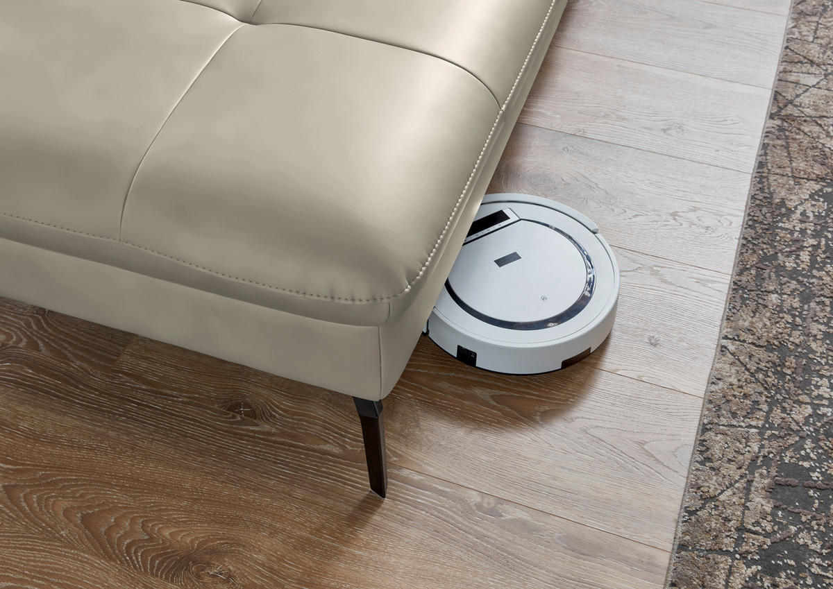 WOHNLANDSCHAFT  in Echtleder Ecru  - Ecru/Schwarz, Design, Leder/Metall (206/336/181cm) - Beldomo Speed