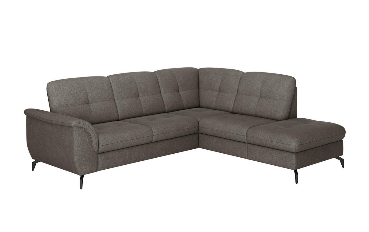 ECKSOFA ZORA E Graphitfarben Flachgewebe  - Schwarz/Graphitfarben, MODERN, Textil/Metall (244/212cm) - Sit & More