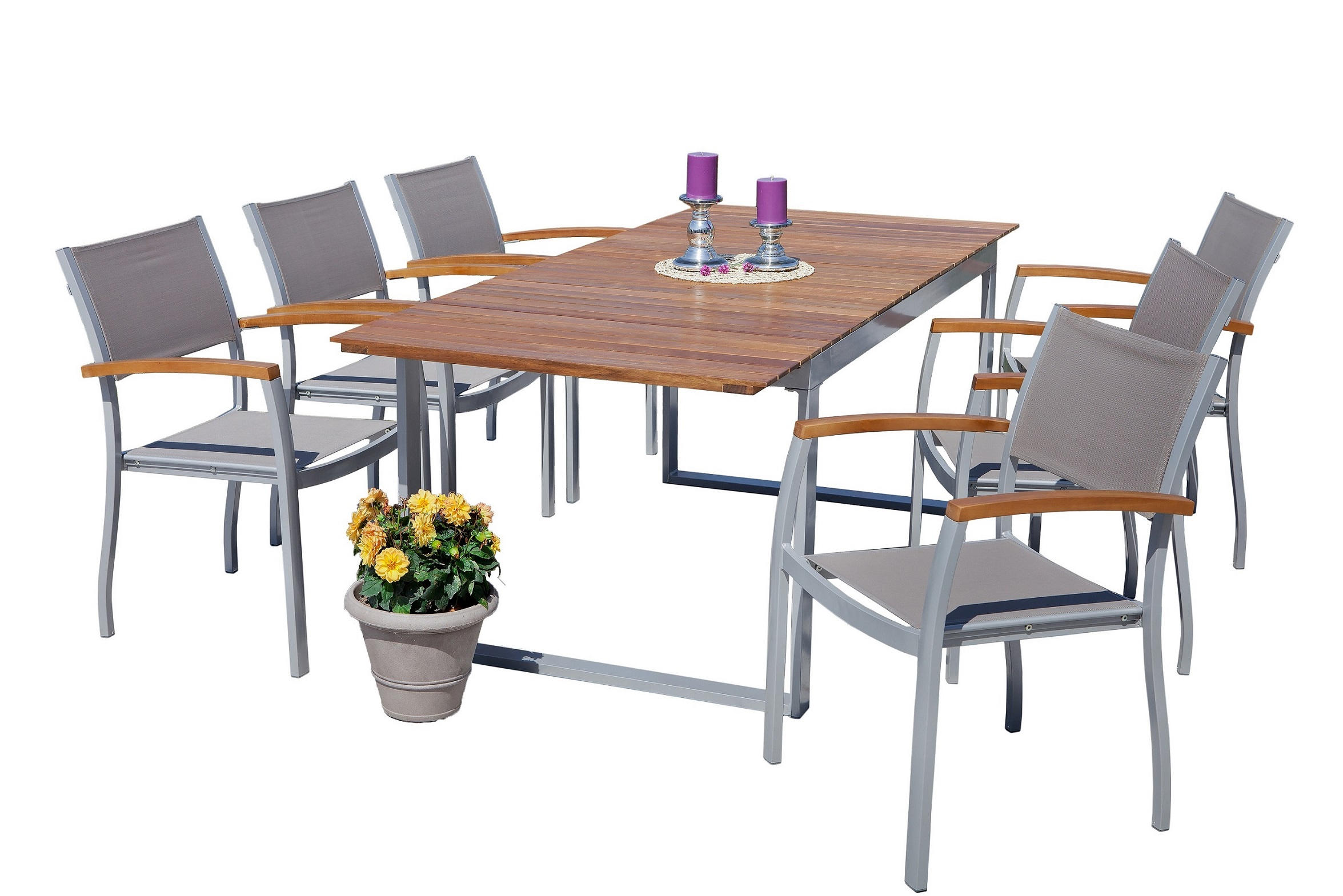 Gardenson GARTENTISCHGRUPPE Grau, Silber, Akazie
