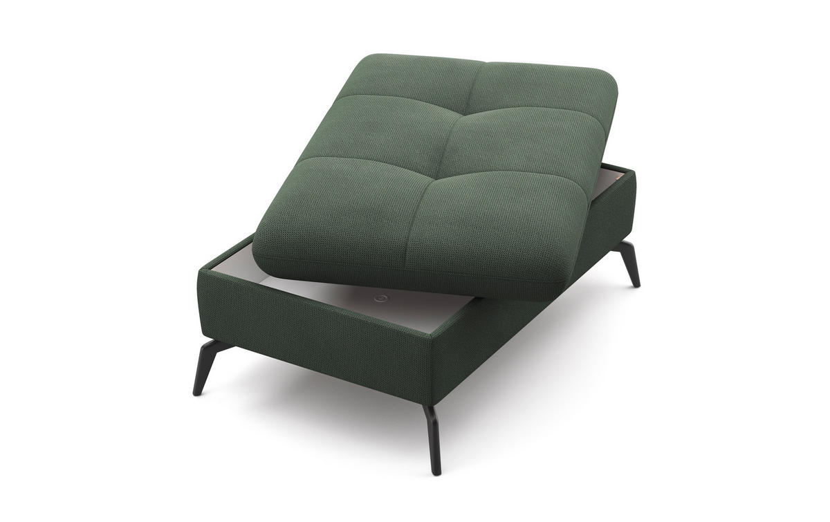 HOCKER in Textil Grün  - Schwarz/Grün, Konventionell, Textil/Metall (102/47/69cm) - Sit & More