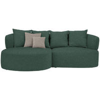 ECKSOFA in Plüsch Dunkelgrün  166/235 cm  - Dunkelgrün/Graubraun, MODERN, Kunststoff/Textil (166/235cm) - Hom`in