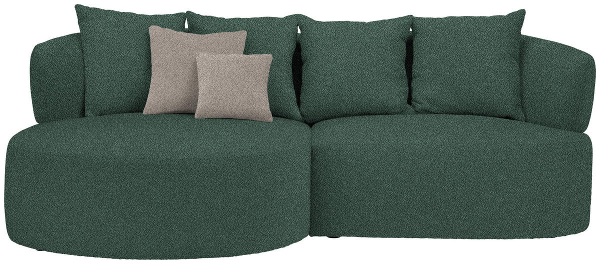 ECKSOFA in Plüsch Dunkelgrün  166/235 cm  - Dunkelgrün/Graubraun, MODERN, Kunststoff/Textil (166/235cm) - Hom`in
