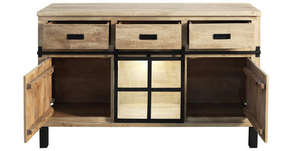 BUFFET 145/180/42 cm  in  - Graubraun/Schwarz, LIFESTYLE, Glas/Holz (145/180/42cm) - Landscape