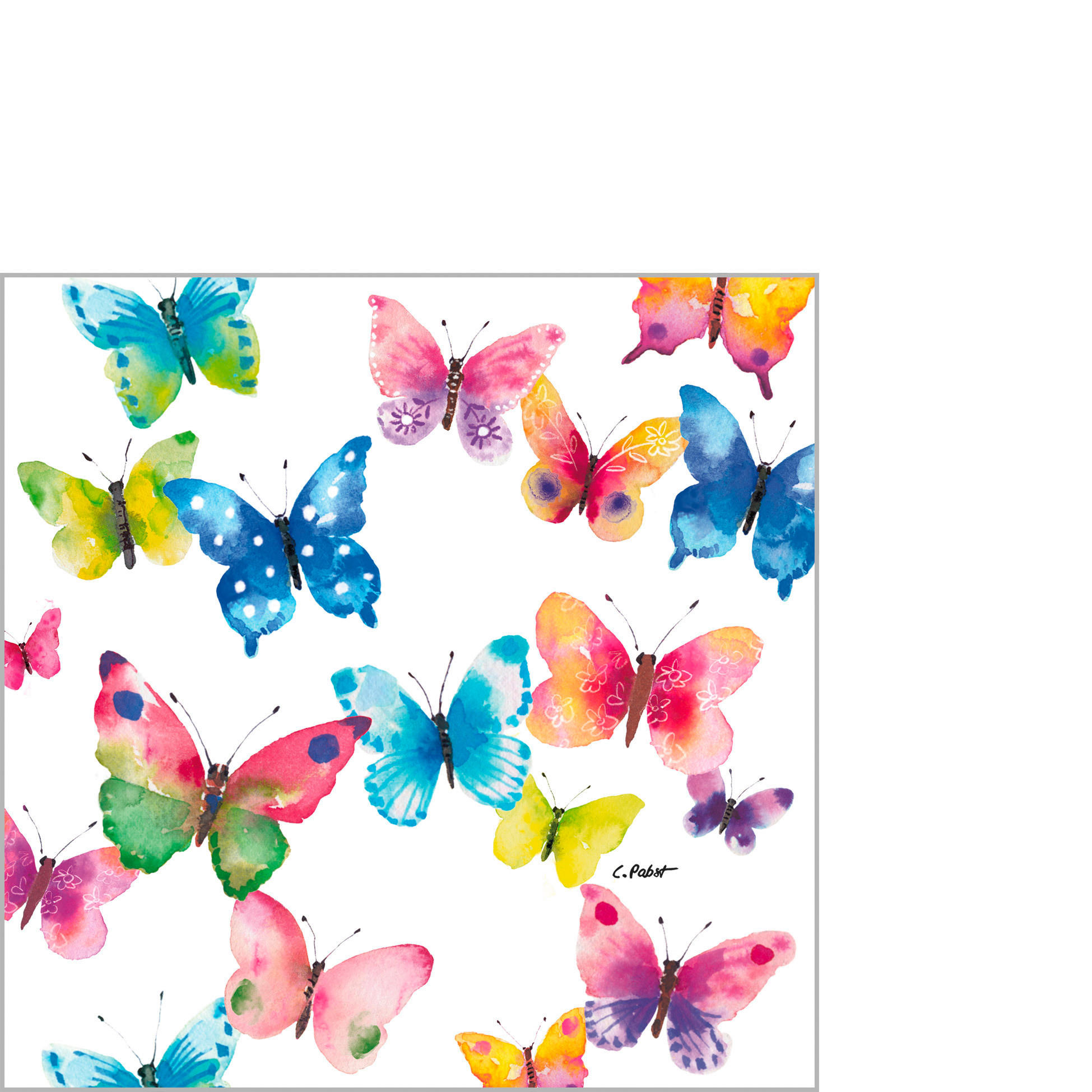 SERVIETTE    - Multicolor, Natur, Papier (12,5/12,5cm) - PPD