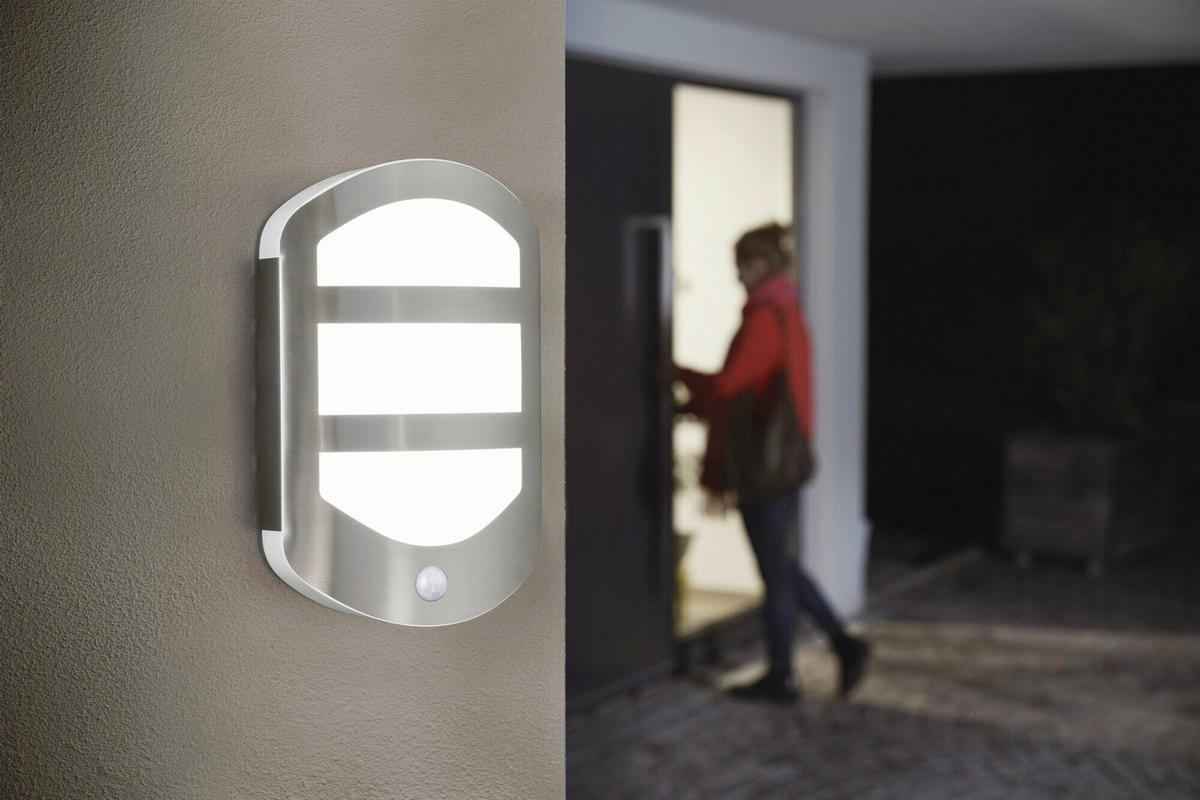 LED-AUßENLEUCHTE 6/18/28,3 cm   - Edelstahlfarben, Basics, Kunststoff/Metall (6/18/28,3cm) - Osram