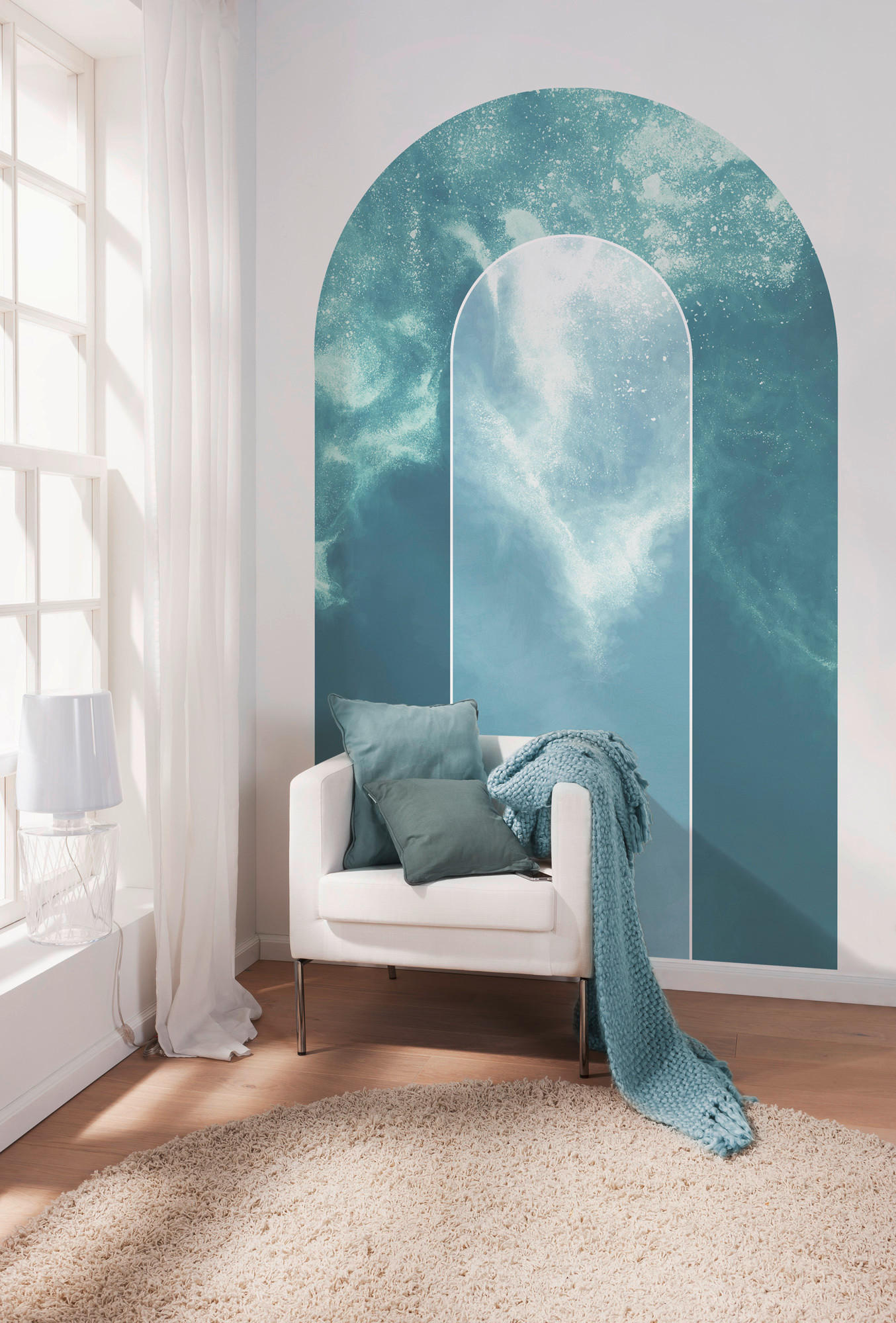FOTOTAPETE  - Blau/Weiß, Trend, Papier (127/200cm) - Xora