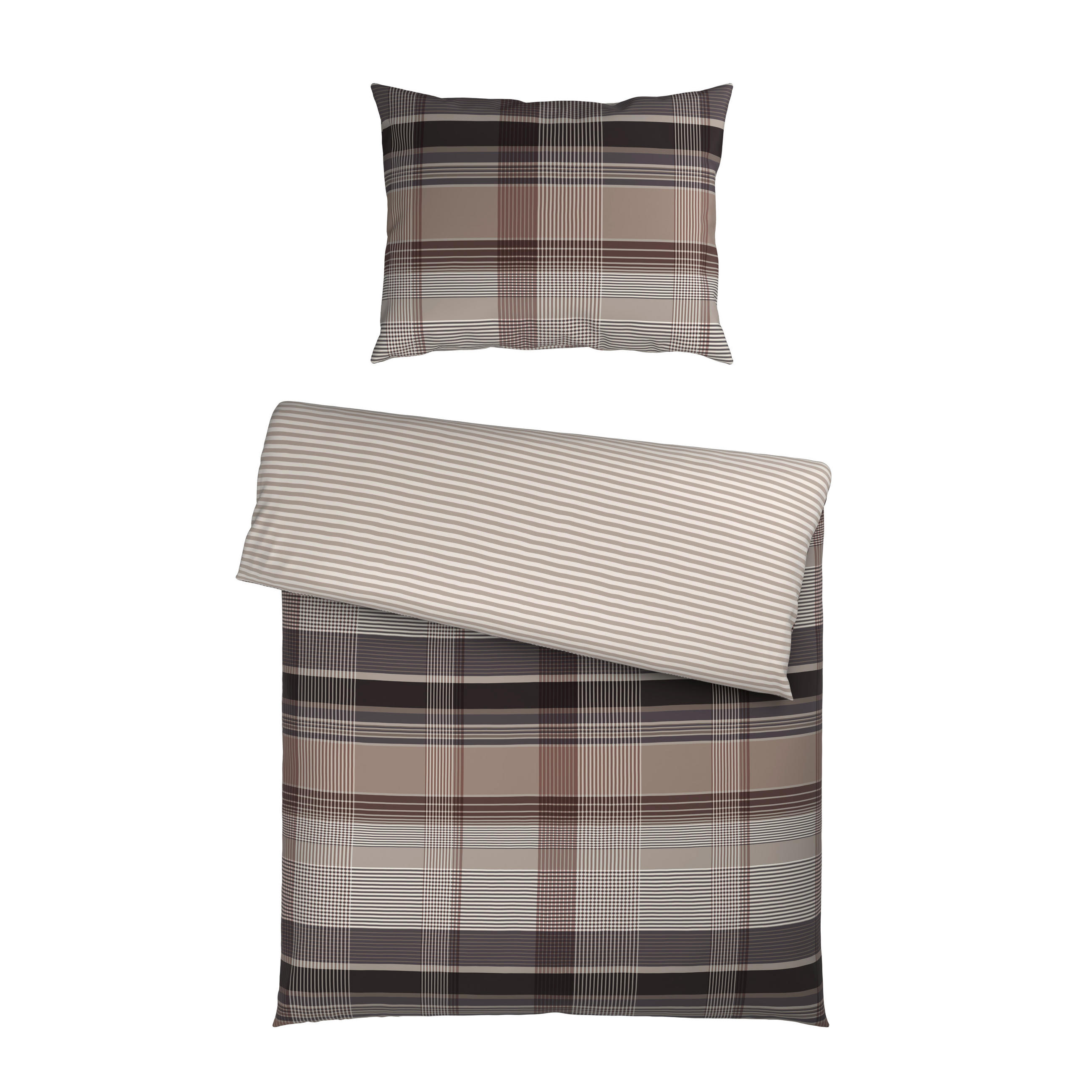 WENDEBETTWÄSCHE Satin 140/200 cm  - Taupe, KONVENTIONELL, Textil (140/200cm) - Novel