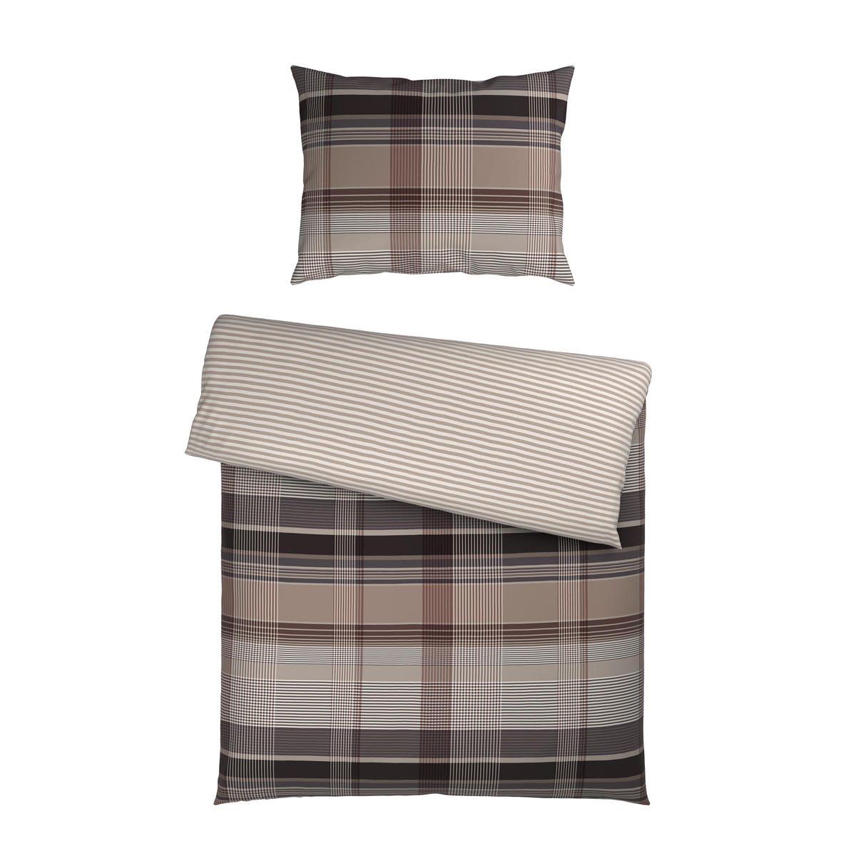 WENDEBETTWÄSCHE Satin 140/200 cm  - Taupe, KONVENTIONELL, Textil (140/200cm) - Novel