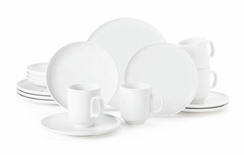 KOMBISERVICE Weiß Sento Home 16-teilig 4 Personen  - Weiß, KONVENTIONELL, Keramik (9,925kg) - Seltmann Weiden