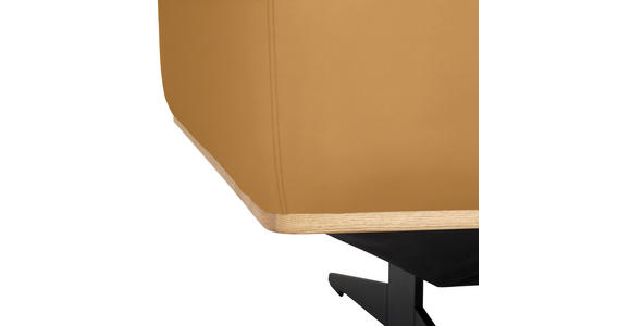 ECKSOFA  in Echtleder Senfgelb  305/163 cm  - Eichefarben/Senfgelb, Design, Leder/Holz (305/163cm) - Novel