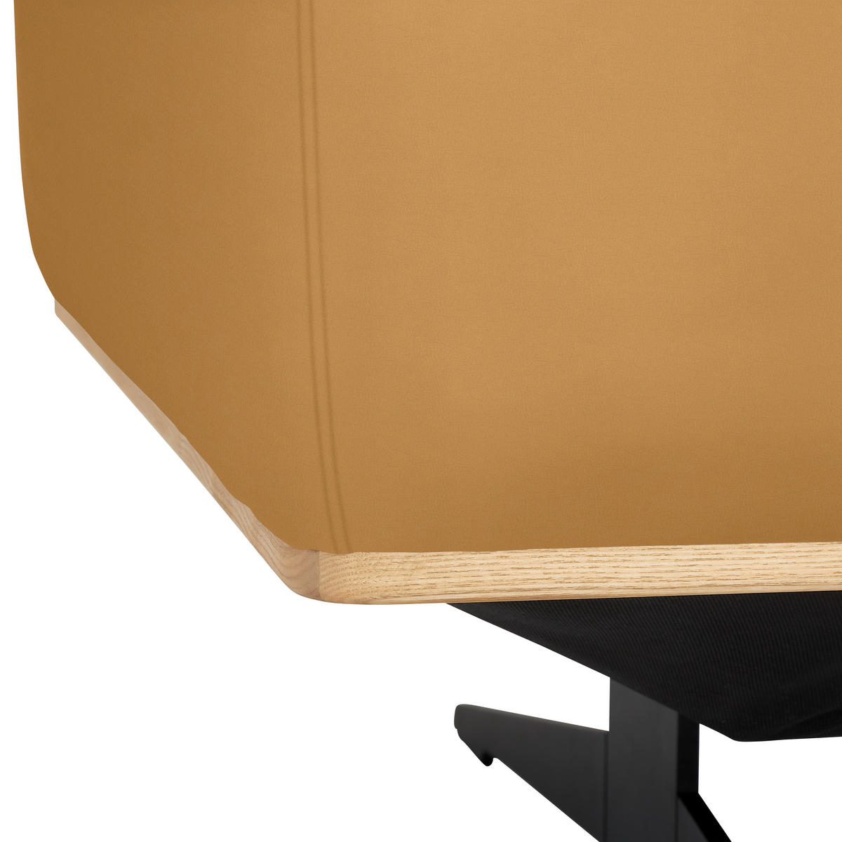 ECKSOFA in Echtleder Senfgelb  - Eichefarben/Senfgelb, Design, Leder/Holz (305/163cm) - Novel