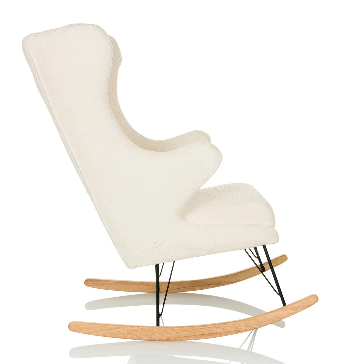 LOUNGESESSEL Bouclé Weiß    - Hellbraun/Schwarz, MODERN, Holz/Textil (68/110/90cm) - MID.YOU