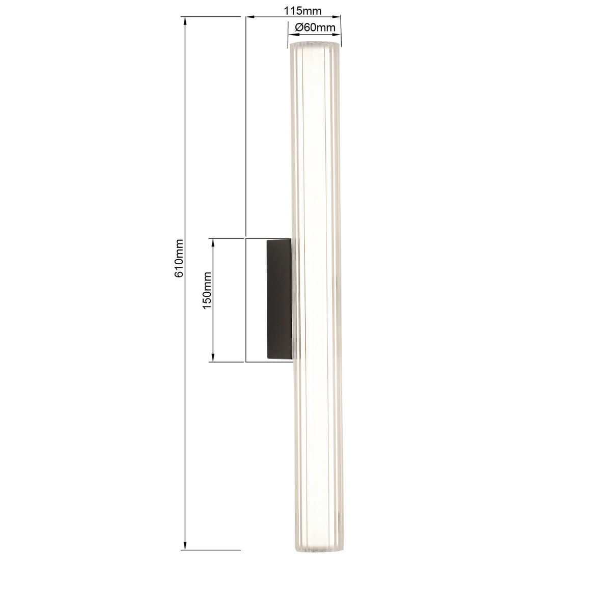 LED-WANDLEUCHTE Linea  61/6/11.5 cm  - Schwarz, Design, Glas (61/6/11.5cm)