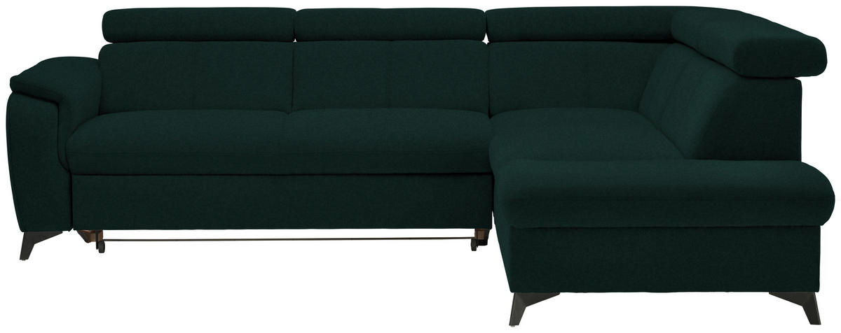 ECKSOFA in Mikrofaser Waldgrün  - Waldgrün/Schwarz, Design, Textil/Metall (260/203cm) - Stylife