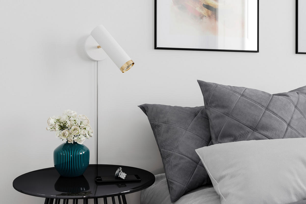 WANDLEUCHTE - Goldfarben/Weiß, Design, Kunststoff/Metall (12/20/18cm) - By Rydéns