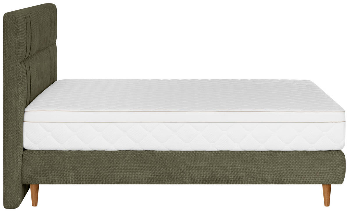 BOXSPRINGBETT 180/200 cm  in Olivgrün  - Eichefarben/Olivgrün, MODERN, Holz/Textil (180/200cm) - Welnova