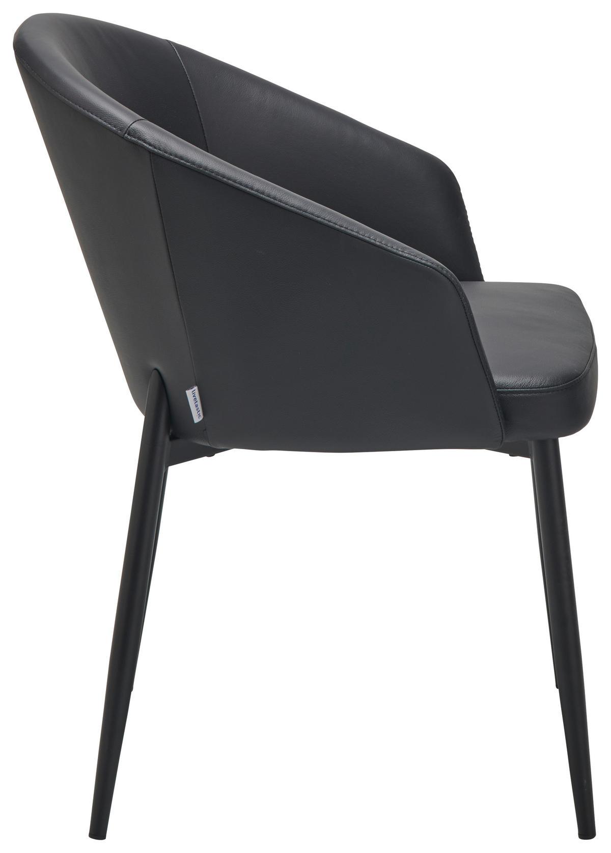 ARMLEHNSTUHL  in Stahl Echtleder pigmentiert  - Schwarz, Design, Leder/Metall (55/81.5/61cm) - Livetastic