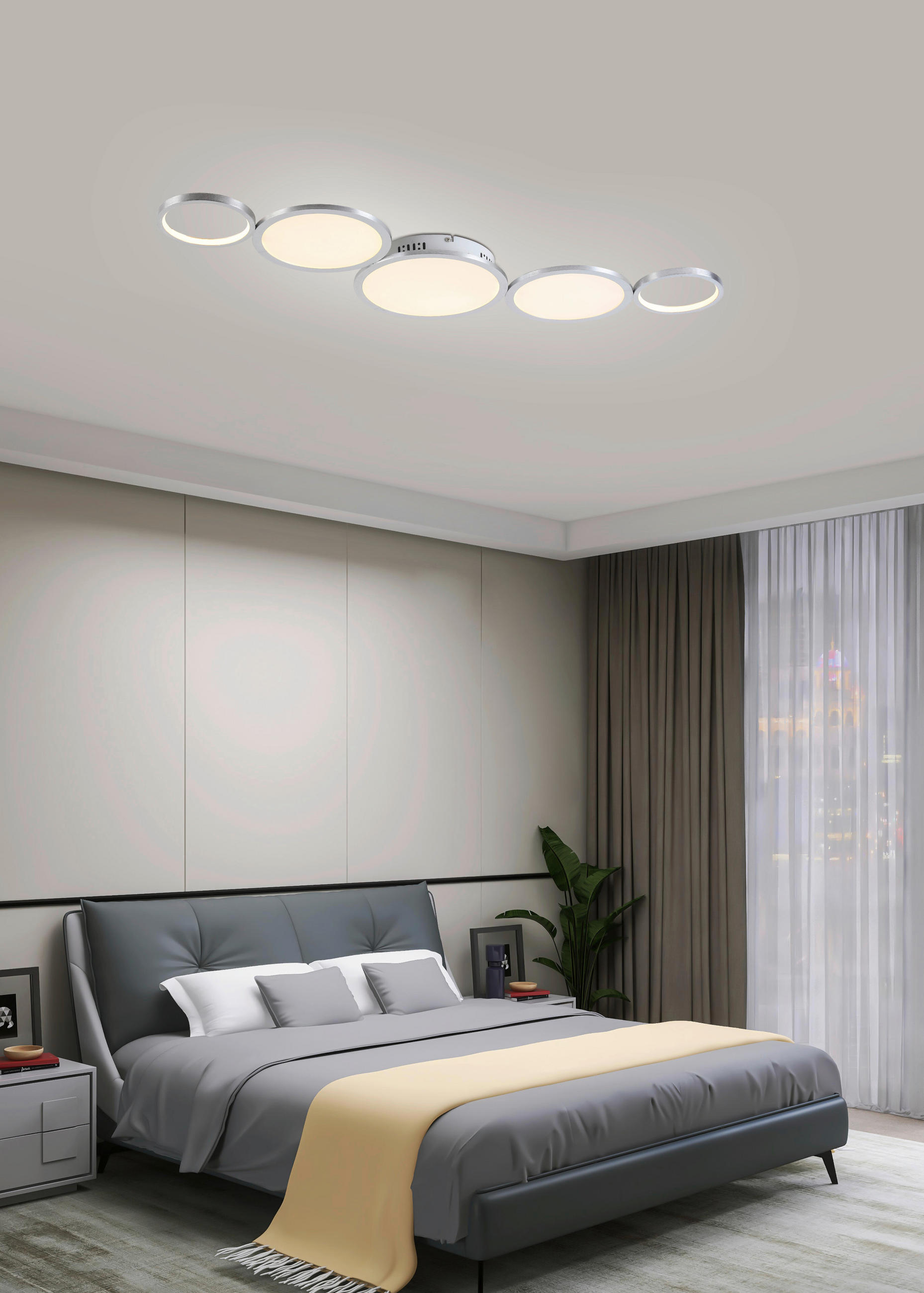 PLAFONIERĂ CU LED - culoare aluminiu, Design, plastic/metal (107/51/6cm) - Novel