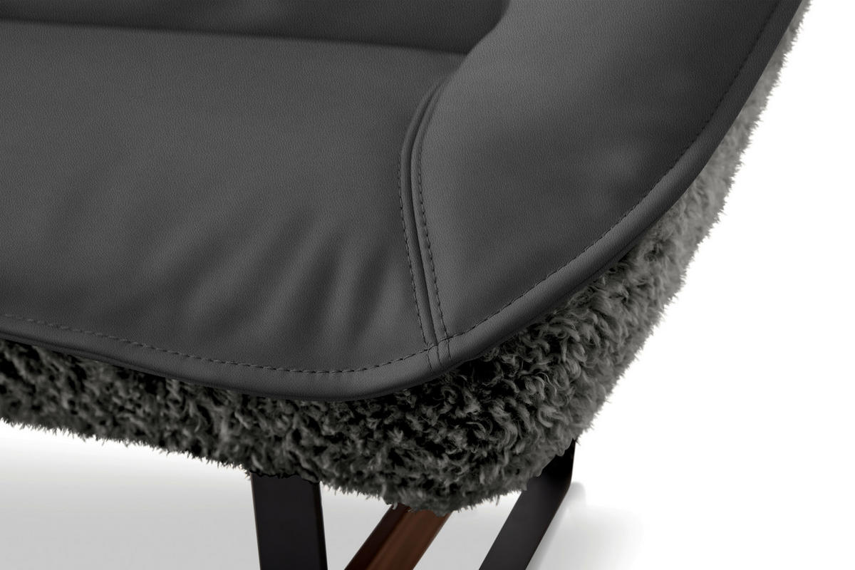 SITZBANK 229/88/80 cm  in Graublau  - Graublau/Schwarz, Design, Leder/Holz (229/88/80cm) - Koinor