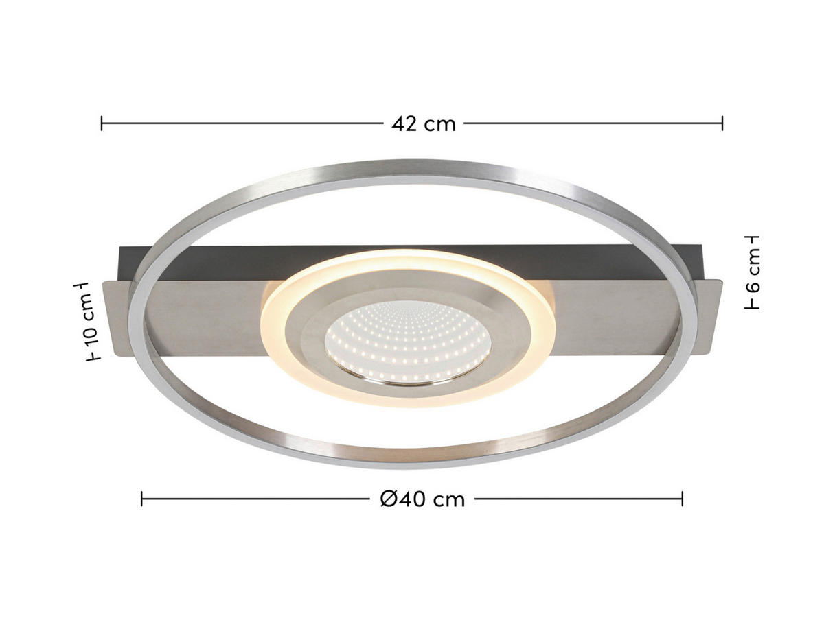 LED-DECKENLEUCHTE 42/40/6 cm   - Grau/Nickelfarben, Trend, Kunststoff/Metall (42/40/6cm) - Novel