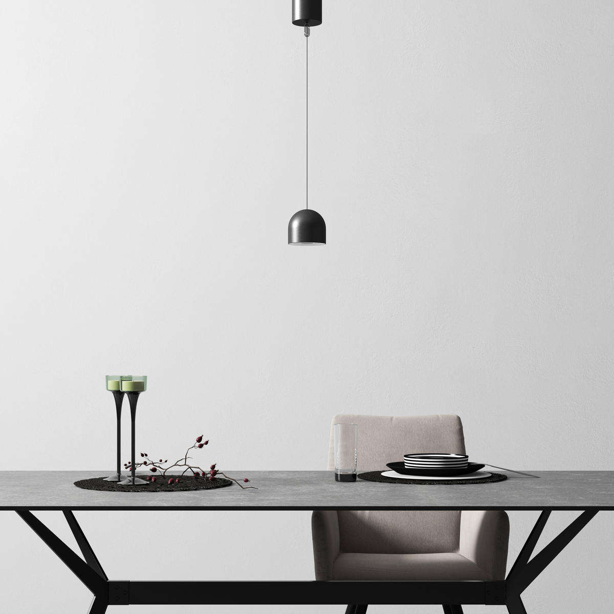 VISEČA LED-SVETILKA   6 W/620 lm/4000 K/220-240 V/ - barve kroma/črna, Basics, kovina/umetna masa (10/50-180cm) - Novel