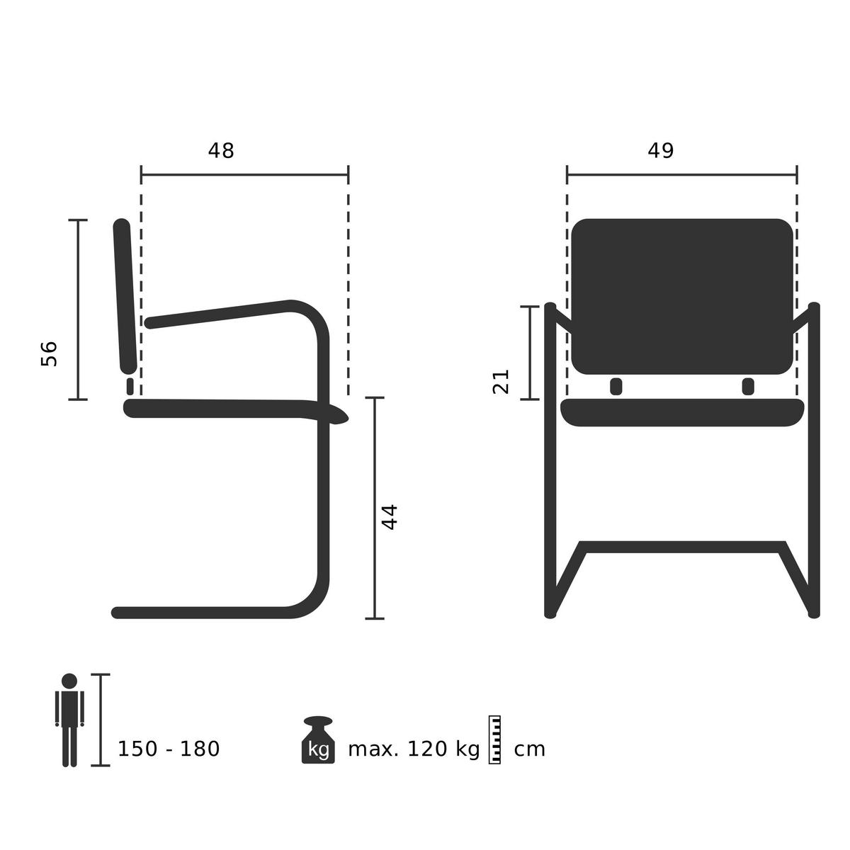 KONFERENČNÍ ŽIDLE - bílá/šedá, Basics, kov/textil (60/97-98/60cm) - MID.YOU
