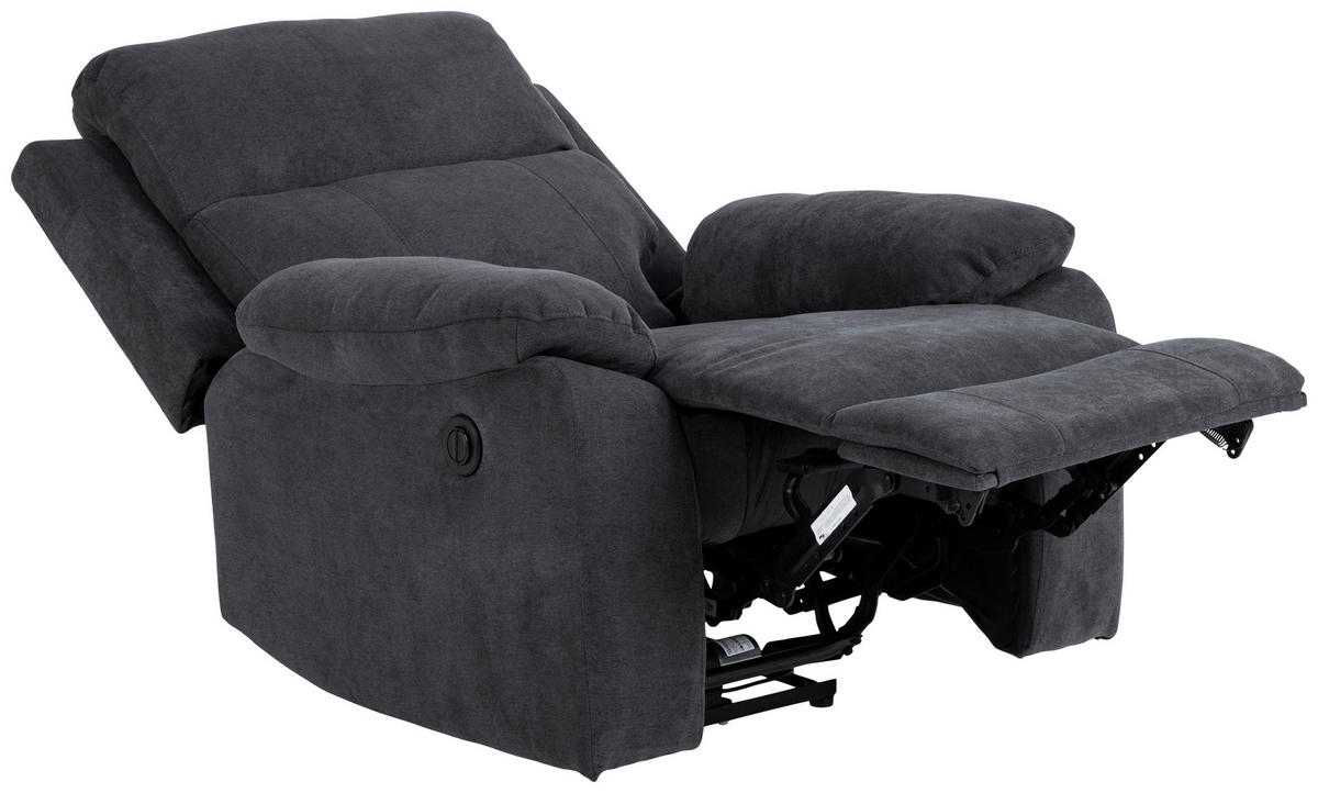 RECLINERFÅTÖLJ i chenille mörkgrå  - mörkgrå/svart, Klassisk, metall/textil (89,5/98/95cm) - MID.YOU
