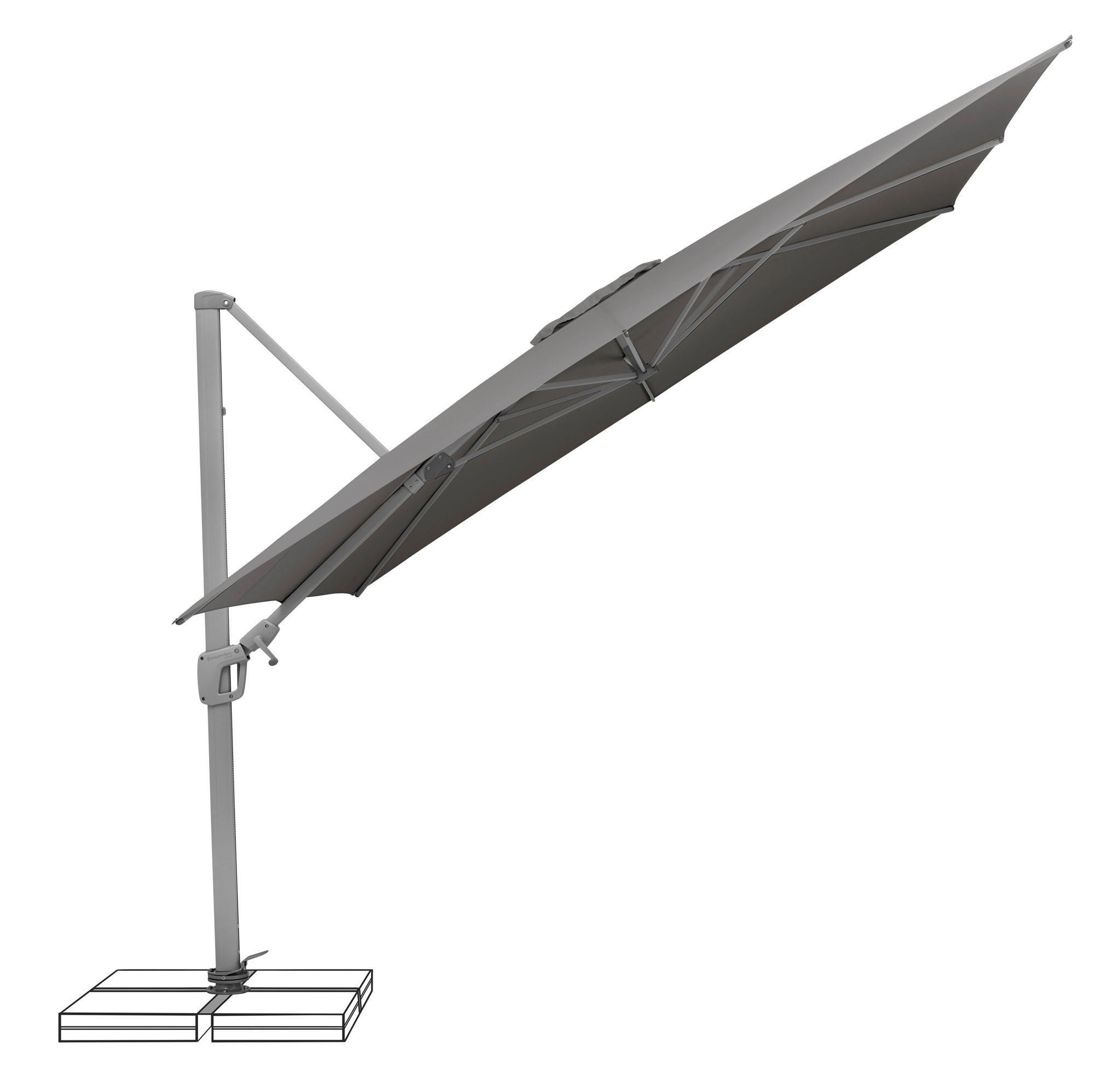 AMPELSCHIRM 300/300 cm - Platinfarben/Dunkelgrau, Konventionell, Textil/Metall (300/300cm) - Suncomfort by Glatz